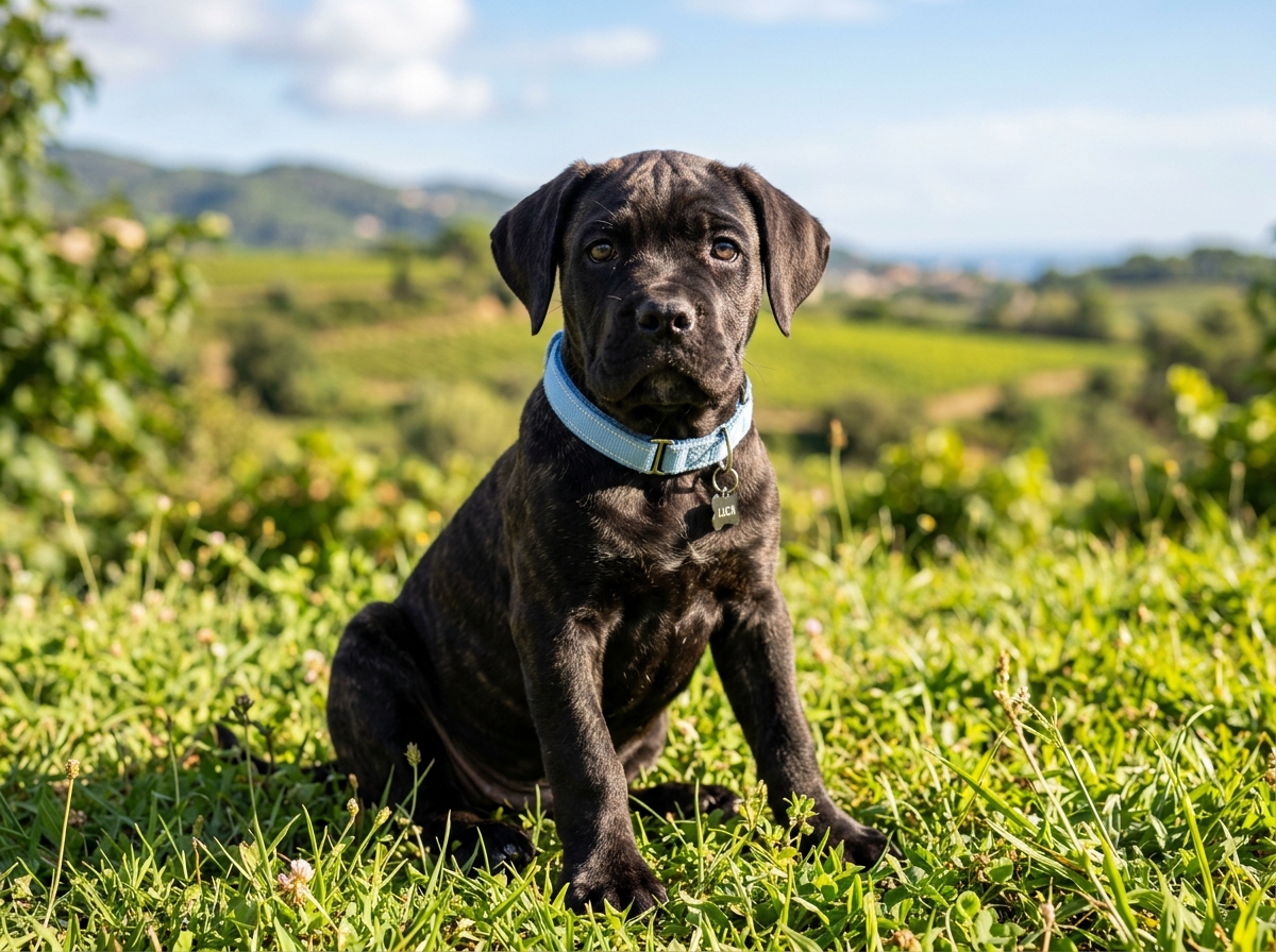 Cachorro Cane Corso Titan - Collar Azul Cielo