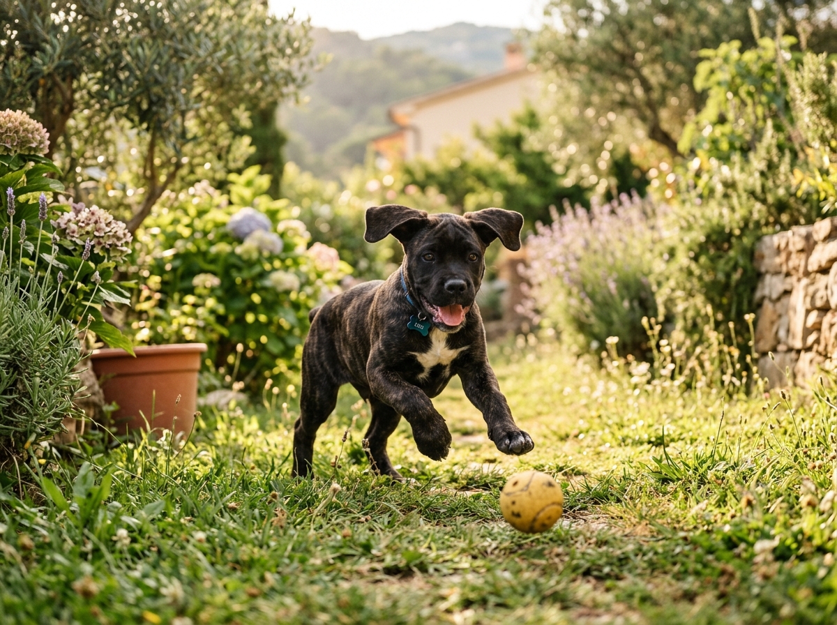 Cachorro Cane Corso Luna - Collar Rosa Pastel